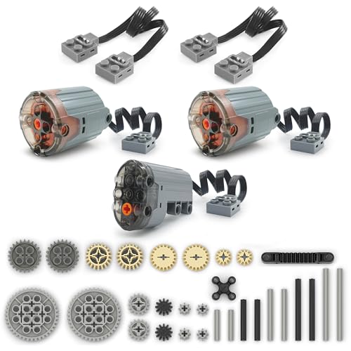 Technik Motoren Zahnräder Set, 3X Motoren, Power Functions Zubehör, Kompatibel mit Lego Technic Klemmbausteine (F) von Qter