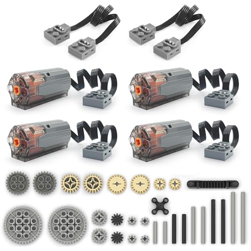 Technik Motoren Zahnräder Set, 4X Motoren, Power Functions Zubehör, Kompatibel mit Lego Technic Klemmbausteine (A) von Qter