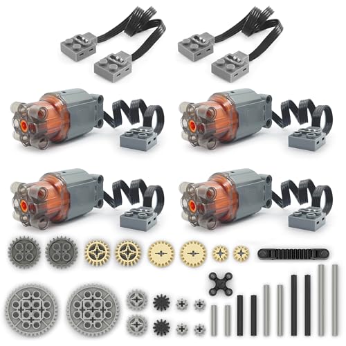 Technik Motoren Zahnräder Set, 4X Motoren, Power Functions Zubehör, Kompatibel mit Lego Technic Klemmbausteine (B) von Qter