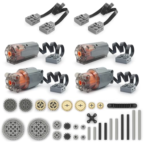Technik Motoren Zahnräder Set, 4X Motoren, Power Functions Zubehör, Kompatibel mit Lego Technic Klemmbausteine (C) von Qter