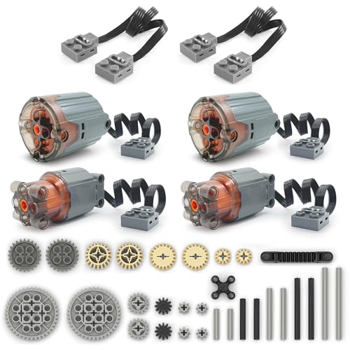 Technik Motoren Zahnräder Set, 4X Motoren, Power Functions Zubehör, Kompatibel mit Lego Technic Klemmbausteine (D) von Qter
