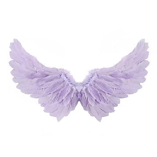 Qtinghua Feenflügel für Kinder, Engelskostüm mit Heiligenschein, Zauberstab, Feen-Requisiten, Cosplay, für Geburtstag, Karneval, Weihnachten, Motto-Party, Halloween (lila, 65 x 35 cm) von Qtinghua