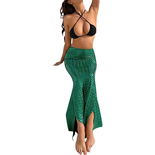 Qtinghua Halloween-Meerjungfrau-Kostüme für Damen, hohe Taille, figurbetontes Fischschwanz-Kleid für Cosplay, Maskerade, Rollenspiel, Party-Outfits (B Grün, L) von Qtinghua