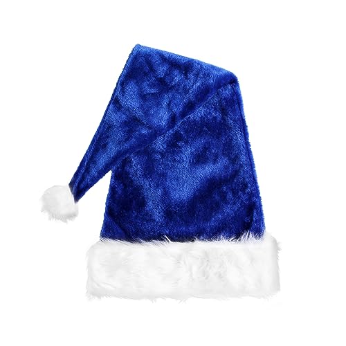 Qtinghua Weihnachtsmütze Lustige Weihnachtsmann Hüte Erwachsene Plüsch Verdickte Kappe Weihnachten Neujahr Urlaub Party Supplies Kostüm (Königsblau/30 cm x 75 cm, Einheitsgröße) von Qtinghua