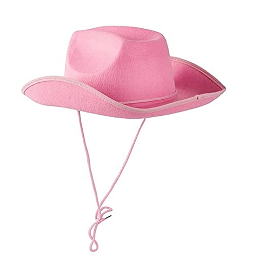 Qtinghua Cowboyhut für Damen, flauschiger Federbesatz, Halloween-Kostüm, Cowgirl-Hut für Cosplay, Kostümparty, Rollenspiel, Geburtstagsparty, Rosa ohne Fusseln, Weiß, Rosa, Einheitsgröße von Qtinghua