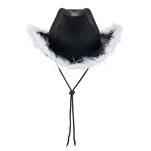 Qtinghua Cowboyhut für Damen, flauschiger Federbesatz, Halloween-Kostüm, Cowgirl-Hut für Cosplay, Kostümparty, Rollenspiel, Geburtstagsparty, schwarz-weiße Fusseln, Weiß, Rosa, Einheitsgröße Qtinghua Cowboyhut für Damen, flauschiger Federbesatz, Halloween-Kostüm, Cowgirl-Hut für Cosplay, Kostümparty, Rollenspiel, Geburtstagsparty, schwarz-weiße Fusseln, Weiß, Rosa, Einheitsgröße von Qtinghua