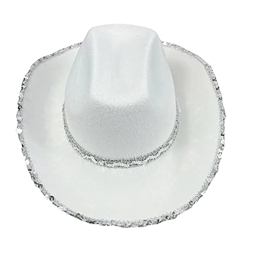 Qtinghua Weiß/Rosa Cowboyhut für Frauen Flauschiger Federbesatz Halloween Kostüm Cowgirl Hut für Cosplay Verkleidung Party Rollenspiel Geburtstagsfeier (Silberrand Pailletten Weiß, Einheitsgröße) Qtinghua Weiß/Rosa Cowboyhut für Frauen Flauschiger Federbesatz Halloween Kostüm Cowgirl Hut für Cosplay Verkleidung Party Rollenspiel Geburtstagsfeier (Silberrand Pailletten Weiß, Einheitsgröße) von Qtinghua
