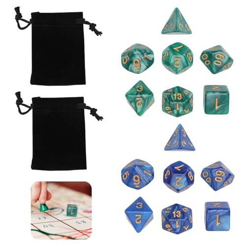 14 Stück DND-Spielwürfel-Set für Dungeon und Dragons, Polyedrische Würfel DND Polyhedral Dice Set mit Schwarzer Tasche Polyedrische MTG RPG Würfel Tisch Spiel Rollenspiele Spielwürfel D20/12/10/8/6/4 von Qtksceadlnce