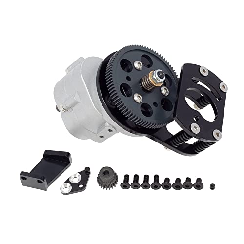 Qtrednrry Metall R3 Single-Speed Getriebe mit Motorhalterung für 1/10 RC Crawler Auto RC4WD D90 II D110 Gelande 2,A von Qtrednrry