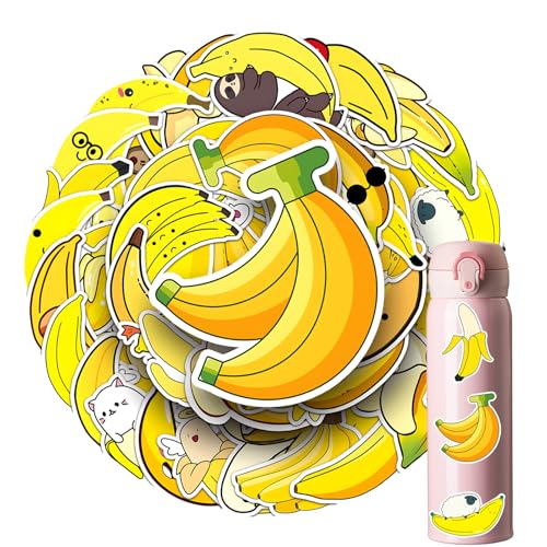 QttvbTna Wasserdicht Ästhetisch Bananen Aufkleber, 50 Stück Aufkleber für Laptop, Telefon, Wasserflaschen, Gitarre, Auto, Gepäck, niedliche ästhetische Vinyl Aufkleber von QttvbTna