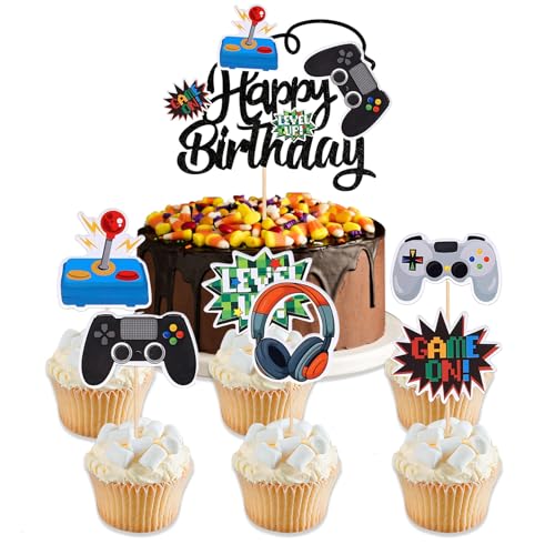 Spielkonsolen Thema Cupcake Topper, 25 Stück Videospiel Tortendeko, Gamer Kuchen Deko Set, Gamer-Dekorationen, Spiel Cupcake Topper Torte Kuchen, Deko für Kindergeburtstag Spielkonsolen Thema Cupcake Topper, 25 Stück Videospiel Tortendeko, Gamer Kuchen Deko Set, Gamer-Dekorationen, Spiel Cupcake Topper Torte Kuchen, Deko für Kindergeburtstag von QttvbTna
