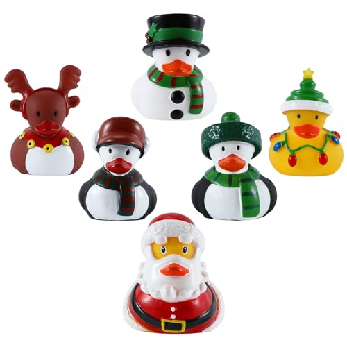 Quackers Rubber Duck Baby Badespielzeug Packung mit 6 Weihnachten mit versiegelten Böden - verhindert Schimmelbildung von Quackers