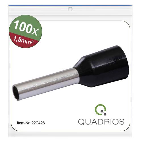 Quadrios 22C428 Aderendhülse 1.5mm² Teilisoliert Schwarz 1 Set von Quadrios