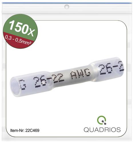 Quadrios 22C469 Stoßverbinder mit Schrumpfschlauch 0.3mm² 0.5mm² Vollisoliert Weiß 1 Set von Quadrios