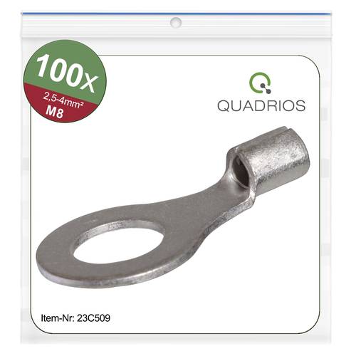 Quadrios 23C509 Ringkabelschuh Querschnitt (max.)=4mm² Loch-Ø=8.5mm Unisoliert 100St. von Quadrios