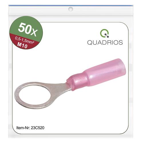 Quadrios 23C520 Ringkabelschuh Querschnitt (max.)=1.5mm² Loch-Ø=10.5mm Teilisoliert Rot 50St. von Quadrios