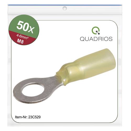 Quadrios 23C529 Ringkabelschuh Querschnitt (max.)=6mm² Loch-Ø=8.5mm Teilisoliert Gelb 50St. von Quadrios