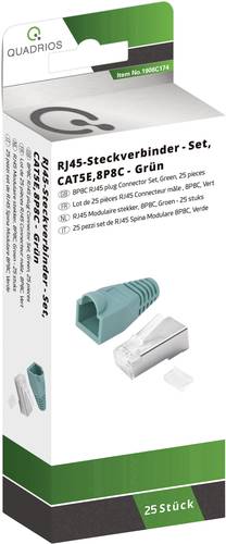 Quadrios RJ-45 Steckverbinder Set-CAT 5e 1906C174 Stecker, gerade Polzahl 8P8C Grün 25St. von Quadrios