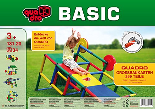 Quadro Basic Baukasten – Modularer Kletter- und Fahrzeugbaukasten für Kinder, 22 Modelle, Ab 6 Monaten, Indoor & Outdoor, 259 Teile, TÜV-Zertifiziert von Quadro