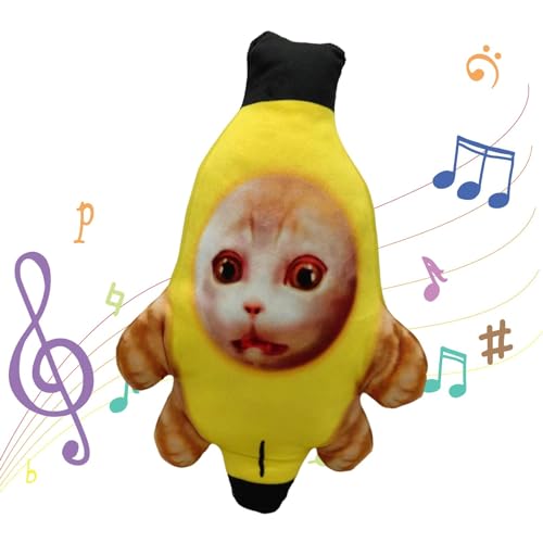 Quaeetyu Bananenkatzenspielzeug, Bananenkatzenplüsch,Stoffkatze Schlüsselanhänger - Bananenkatzen-Plüsch, weinende Bananenkatzen-Plüschkatze, lustiger Bananenkatzen-Schlüsselanhänger mit Sound für von Quaeetyu