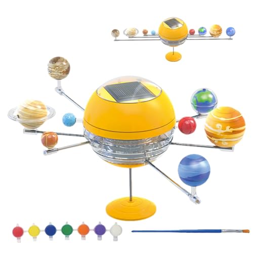 Sonnensystemmodell für Kinder,Sonnensystemmodellspielzeug - Pädagogische Planeten-Bälle-Spielzeuge - DIY bemaltes Modell, mechanisches Kraftmodell mit 8 Planeten STEM für Heimdekorationen für Kinder von Quaeetyu