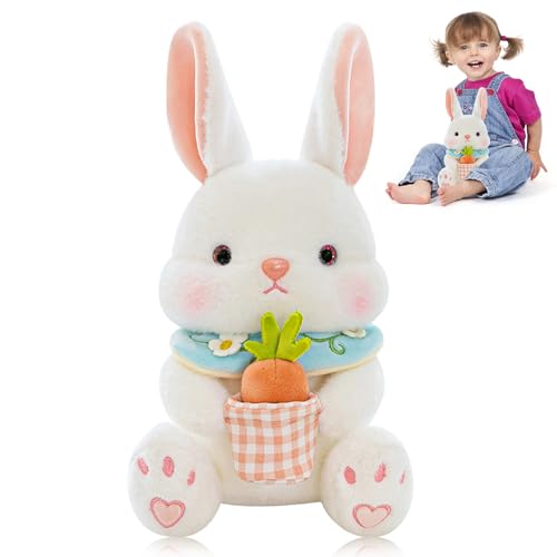 Quahzify Kaninchen Kuscheltier, 23cm Ostern Hase Plüschtier, Karotten Hasen, Osterhasen Stofftier Mit Schlappohren, Hasenpuppe, Hasenplüsch, Hase Plush Spielzeug Für Mädchen Jungen Ostergeschenke von Quahzify