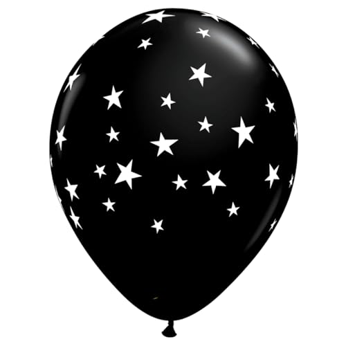 Qualatex 92722 Contempo Stars schwarze Latex-Party-Luftballons, rund, 27,9 cm / 27,9 cm, 25 Stück von Qualatex