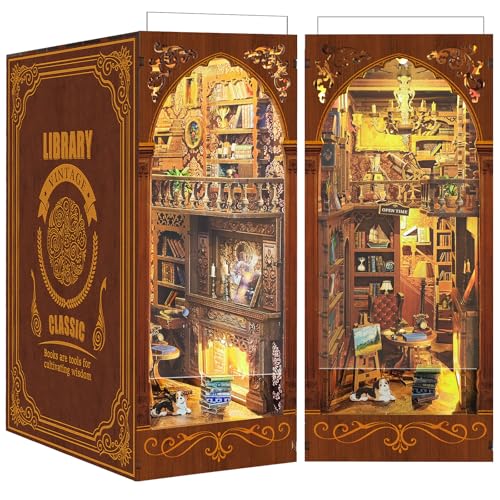 Quanquer DIY Book Nook Bibliothek-Puppenhäuser Holz Miniatur Haus Kit mit Möbeln und LED-Licht, Salbei-Bibliothek 3D Holzpuzzle Book Nook Kit, Modellbausätze Kreatives Geschenk für 14 Jahre+ Quanquer DIY Book Nook Bibliothek-Puppenhäuser Holz Miniatur Haus Kit mit Möbeln und LED-Licht, Salbei-Bibliothek 3D Holzpuzzle Book Nook Kit, Modellbausätze Kreatives Geschenk für 14 Jahre+ von Quanquer