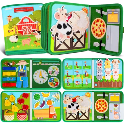 Quanquer Busy Board Deutsch für Kinder Geburtstagsgeschenke, Bauernhof Beschäftigt Board Montessori Spielzeug für 1 2 3 4 Jahre Kleinkinder, Vorschule Lernaktivitäten entwickelnde sensorische Quanquer Busy Board Deutsch für Kinder Geburtstagsgeschenke, Bauernhof Beschäftigt Board Montessori Spielzeug für 1 2 3 4 Jahre Kleinkinder, Vorschule Lernaktivitäten entwickelnde sensorische von Quanquer