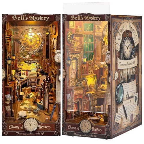 Quanquer DIY Book Nook Kit_ mit Staubschutz und LED-Licht 3D hölzerne Nook Book, 3D Holz Puzzle Puppenhaus Weihnachten Halloween Geburtstag Ideen für 14+ Jahre alt(Time Mystery) von Quanquer