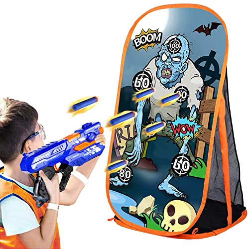 Schießen Zielscheibe Spiel Kinder Jungen Spielzeug für Nerf Gewehre - Zombie Schießscheibe mit Netz Indoor Outdoor Spielzeug Geschenke für 5 6 7 8 9 10+ Jahre alt Junge Mädchen (Zombies in T-Shirts) von Quanquer