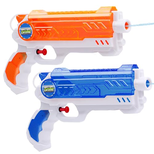 Quanquer Wasserpistole Kinder 280ML wasserpistolen mit 9 Meter Reichweite Outdoor Garten Strand Sommer Party Schwimmbad Spiele Spielzeug für Jungen Mädchen （2 Pack） von Quanquer