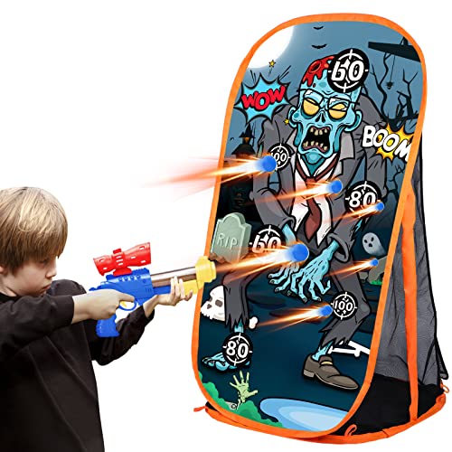 Schießen Zielscheibe Spiel Kinder Jungen Spielzeug für Nerf Gewehre - Zombie Schießscheibe mit Netz Indoor Outdoor Spielzeug Geschenke für 5 6 7 8 9 10+ Jahre alt Junge Mädchen (Zombie im Anzug) von Quanquer