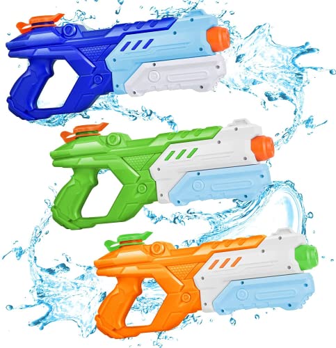 Quanquer Wasserpistole für Kinder - 3 Stücke Wasserspritzpistole 600ML mit 10 Meter großer Reichweite Super WasserBlaster Soaker Sommer Schwimmbad Strand Pool Outdoor Wasser Kampf Spielzeug Erwachsene von Quanquer