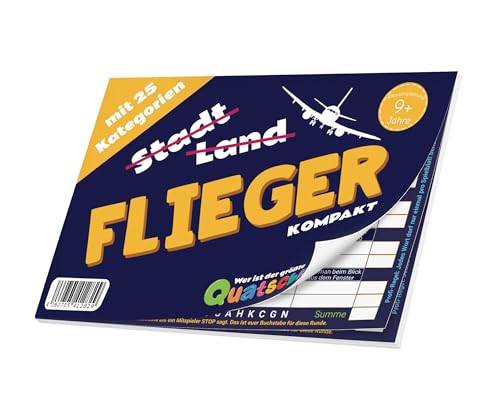 Quatschkopf Flieger kompakt, Stadt Land Fluss Reise Variante, Spielblock mit 25 witzigen und kreativen Kategorien, Geschenkidee Kinder und Familien, Reisespiel Block DIN A5, Spiel ab 9 Jahre (2) von Quatschkopf