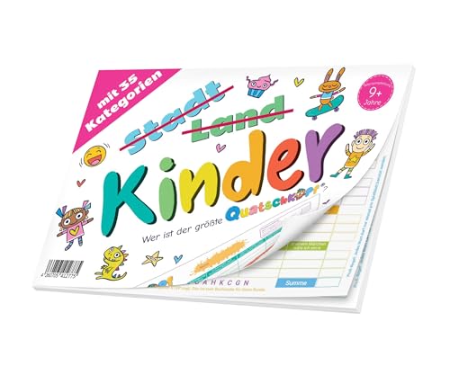 Quatschkopf Kinder, Stadt Land Fluss Kids Junior Variante, Spielblock mit 35 witzigen und kreativen Kategorien, Geschenkidee Kinder und Familien, großer Block DIN A4, Spiel ab 9 Jahre Quatschkopf Kinder, Stadt Land Fluss Kids Junior Variante, Spielblock mit 35 witzigen und kreativen Kategorien, Geschenkidee Kinder und Familien, großer Block DIN A4, Spiel ab 9 Jahre von Quatschkopf