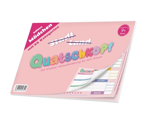 Quatschkopf Mädchen, Stadt Land Fluss Girls Mädels Variante, Spielblock mit 35 witzigen und kreativen Kategorien, Geschenkidee Kinder Teenager, großer Block DIN A4, Mädelsabend Spiel ab 9 Jahre Quatschkopf Mädchen, Stadt Land Fluss Girls Mädels Variante, Spielblock mit 35 witzigen und kreativen Kategorien, Geschenkidee Kinder Teenager, großer Block DIN A4, Mädelsabend Spiel ab 9 Jahre von Quatschkopf