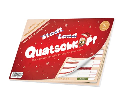 Quatschkopf Weihnachten, Stadt Land Fluss Variante für die Feiertage, Spielblock mit 35 witzigen und kreativen Kategorien, Geschenkidee Weihnachtsspiel Jungen Mädchen, Familienspiel ab 9 Jahre Quatschkopf Weihnachten, Stadt Land Fluss Variante für die Feiertage, Spielblock mit 35 witzigen und kreativen Kategorien, Geschenkidee Weihnachtsspiel Jungen Mädchen, Familienspiel ab 9 Jahre von Quatschkopf