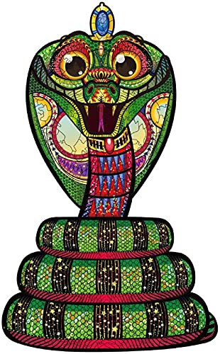 Queemie® Holzpuzzles für Erwachsene & Kinder - Schöne Kobra Einzigartige Irregulär Form Tiere Schlangen Holz Puzzleteile, Erwachsene Jugendliche Familie Spiele Sammlung Puzzles, 300 Stück von Queemie