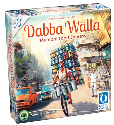 Queen Games - Dabba Walla I Gesellschaftsspiel ab 8 Jahren I Family & Friends I Brettspiel für 2-4 Spieler I Mumbai Food Express von Queen Games