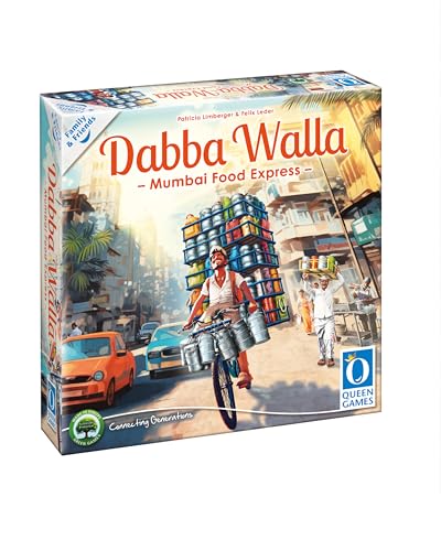 Queen Games - Dabba Walla I Gesellschaftsspiel ab 8 Jahren I Family & Friends I Brettspiel für 2-4 Spieler I Mumbai Food Express von Queen Games