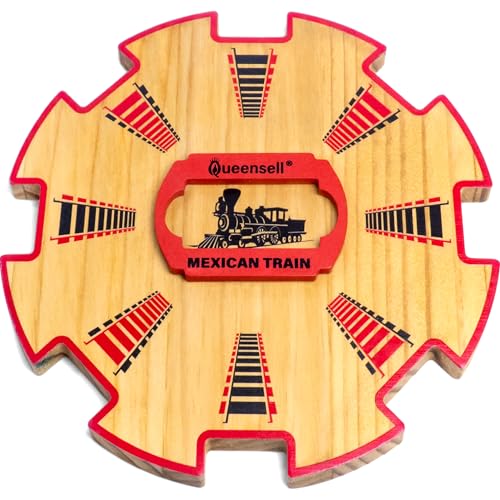 Queensell Mexikanischer Zugknoten aus Holz – mexikanischer Zug Zubehör für klassisches Domino-Spiel – Mexikanischer Zug Mittelstück 19,8 x 19,8 x 1,3 cm von Queensell