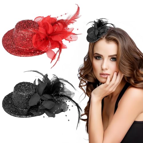 2 Stücke Mini Haarklammern Vintage Fascinators Hut Niedliche Mini Top 20er 50er Blume Federkleid Kopfschmuck Fascinator Hüte Clip für Mädchen Maskerade Cosplay Karneval Haarschmuck 2 Stücke Mini Haarklammern Vintage Fascinators Hut Niedliche Mini Top 20er 50er Blume Federkleid Kopfschmuck Fascinator Hüte Clip für Mädchen Maskerade Cosplay Karneval Haarschmuck von Queerelele