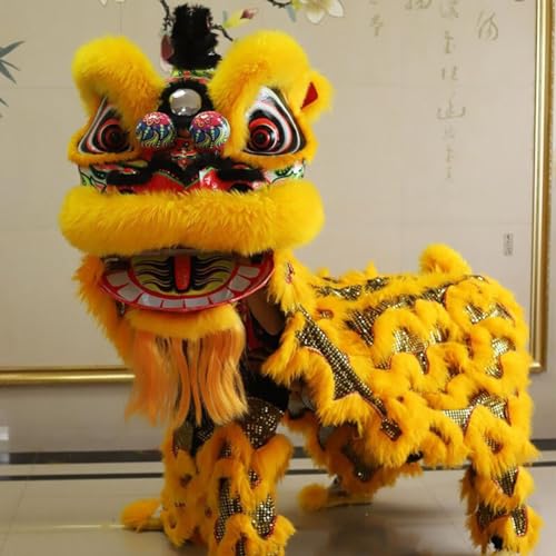 Quepiem Chinesisches Neujahrs-Löwentanz-Maskottchen-Kostüm, Outdoor-Sport, Erwachsene, Löwentanz, Volkskunst, Cosplay-Party(Orange) von Quepiem