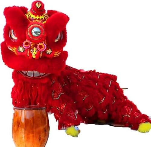 Quepiem Chinesisches Neujahrs-Löwentanz-Maskottchen-Kostüm aus Wolle, Löwentanz für Party, Karneval, Festival, Kostümausrüstung von Quepiem