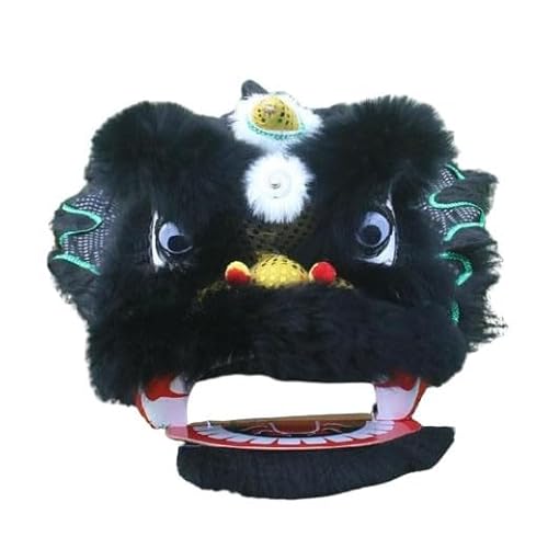 Quepiem Chinesisches traditionelles Löwentanz-Maskottchen-Kostüm für Kinder ab 15 Jahren, Festivalaufführungen für Jungen und Mädchen(Black) von Quepiem