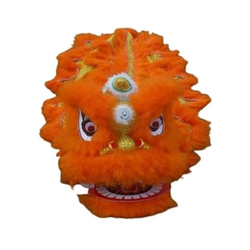 Quepiem Chinesisches traditionelles Löwentanz-Maskottchen-Kostüm für Kinder ab 15 Jahren, Festivalaufführungen für Jungen und Mädchen(Orange) von Quepiem