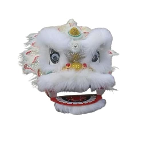 Quepiem Chinesisches traditionelles Löwentanz-Maskottchen-Kostüm für Kinder ab 15 Jahren, Festivalaufführungen für Jungen und Mädchen(White) von Quepiem