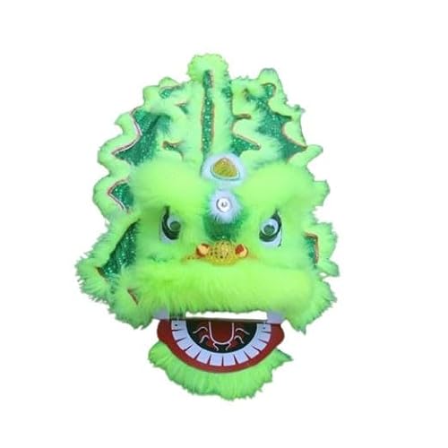 Quepiem Chinesisches traditionelles Löwentanz-Maskottchenkostüm für Kinder für Festivalaufführungen, 2 Spieler(Green) von Quepiem