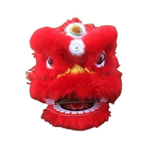 Quepiem Chinesisches traditionelles Löwentanz-Maskottchenkostüm für Kinder für Festivalaufführungen, 2 Spieler(Red) von Quepiem